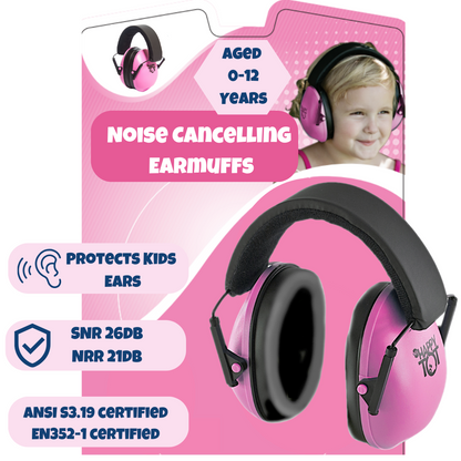 Noise Cancelling Headphones for Kids, Adjustable Baby Ear Protection Earmuffs with Ergonomic Design (Pink)