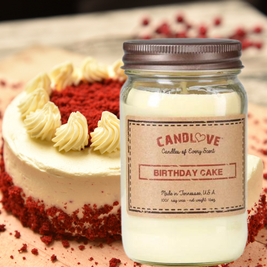 Candlove Birthday Cake Scented Candle - Non-Toxic 100% Soy Candle - Handmade & Hand Poured Long Burning Candle - Highly Scented All Natural Clean Burning Candle (16 OZ Mason Jar) Made in The USA