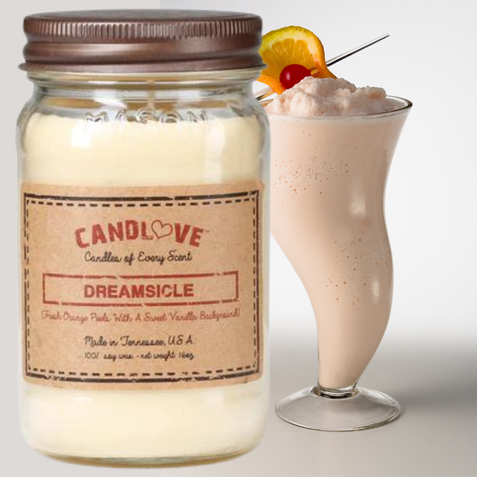 Candlove Dreamsicle Scented Candle - Non-Toxic 100% Soy Candle - Handmade & Hand Poured Long Burning Candle - Highly Scented All Natural Clean Burning Candle (16 OZ Mason Jar) Made in The USA