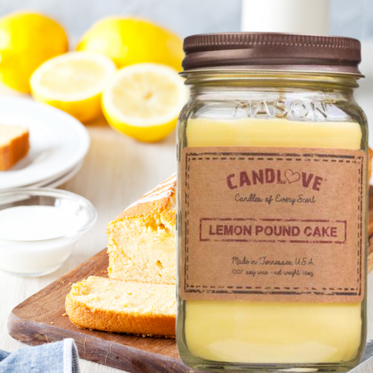 Candlove Lemon Pound Cake Scented Candle - Non-Toxic 100% Soy Candle - Handmade & Hand Poured Long Burning Candle - Highly Scented All Natural Clean Burning Candle (16 OZ Mason Jar) Made in The USA