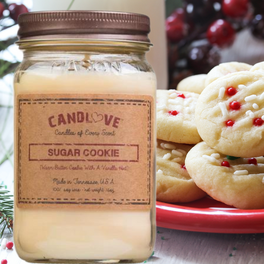 Candlove Sugar Cookie Scented Candle - Non-Toxic 100% Soy Candle - Handmade & Hand Poured Long Burning Candle - Highly Scented All Natural Clean Burning Candle (16 OZ Mason Jar) Made in The USA