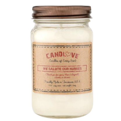 Candlove Vanilla We Salute Nurses Scented Candle - Non-Toxic 100% Soy Candle - Handmade & Hand Poured Long Burning Candle - Highly Scented All Natural Clean Burning Candle (16 OZ Mason Jar) Made in The USA